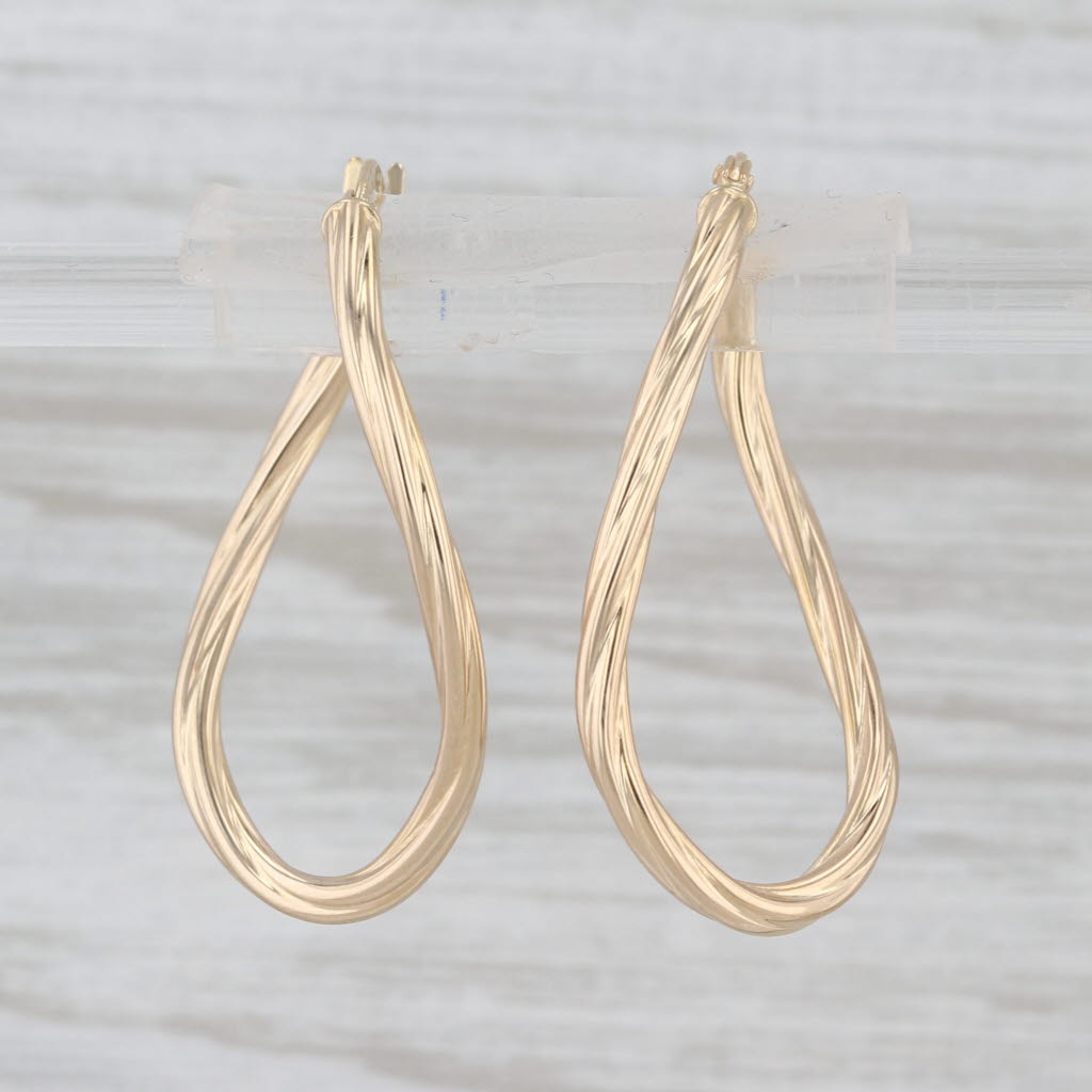 Curved Hoop Earrings 14k Yellow Gold Snap Top Oval Hoops