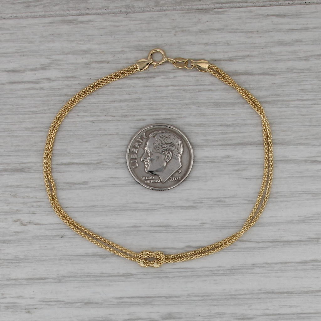Knotted Double Popcorn Chain Bracelet 14k Yellow Gold 6.75"