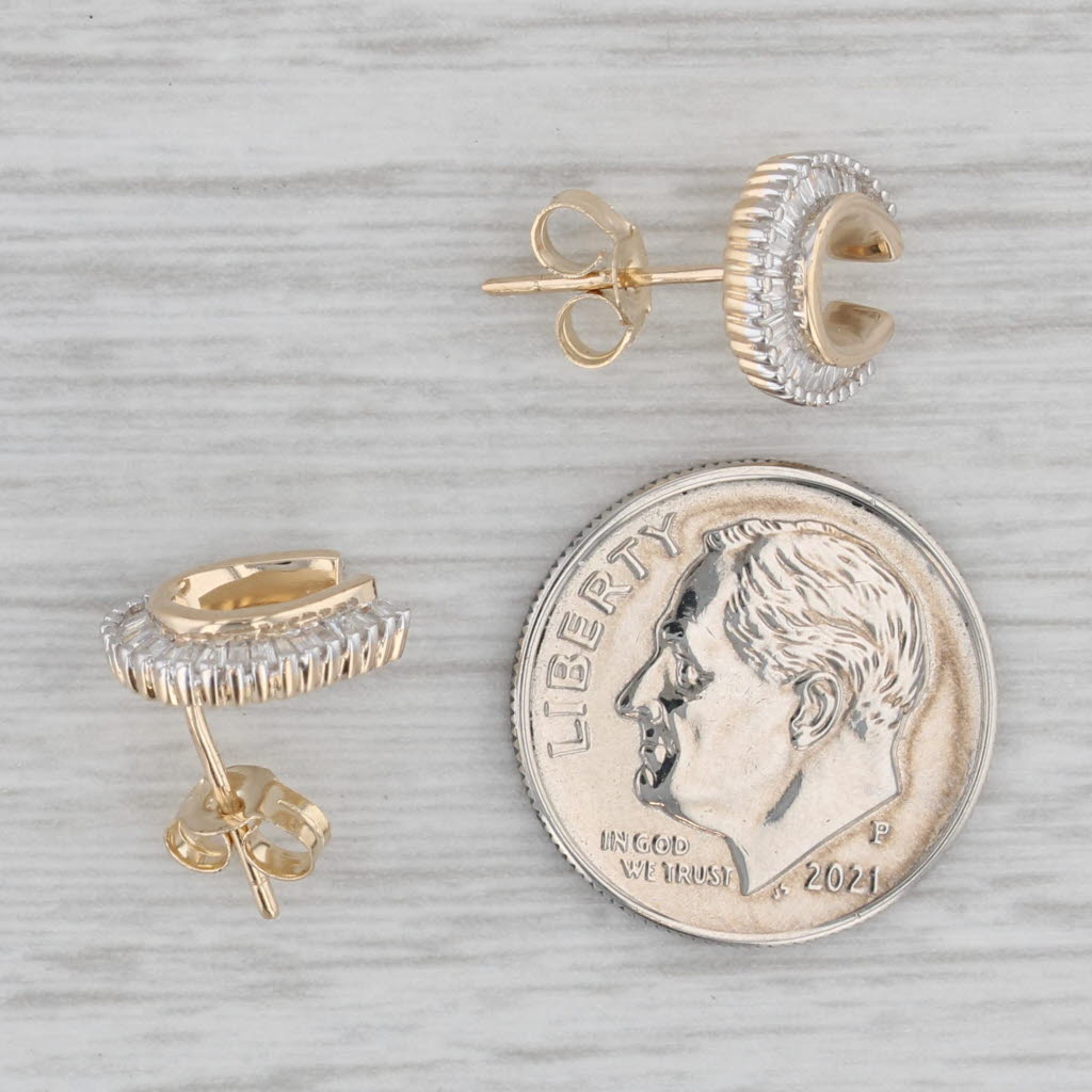 Gray 0.27ctw Diamond Horseshoe Stud Earrings 14k Yellow Gold Western Luck