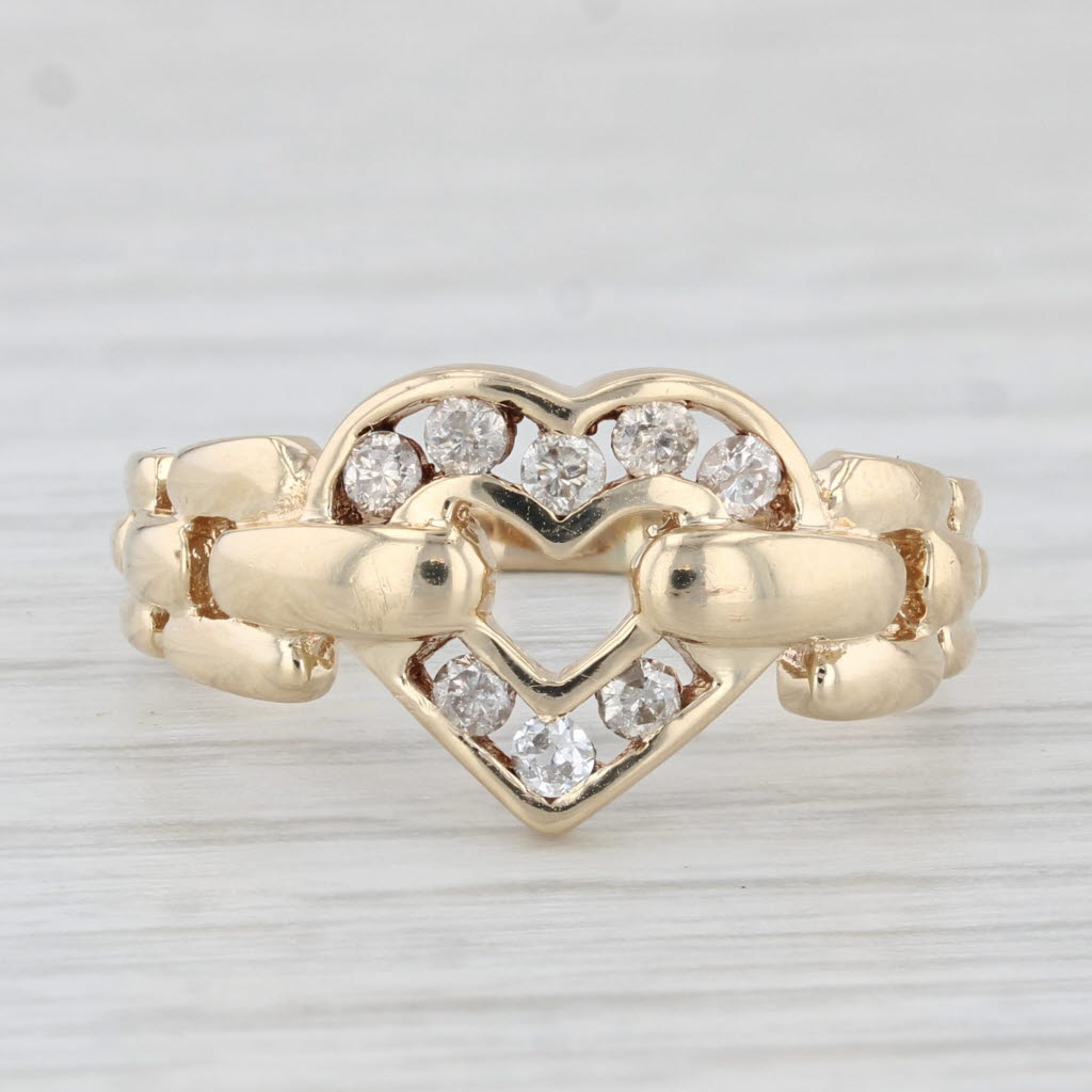 Light Gray 0.15ctw Diamond Heart Ring 14k Yellow Gold Size 7.25