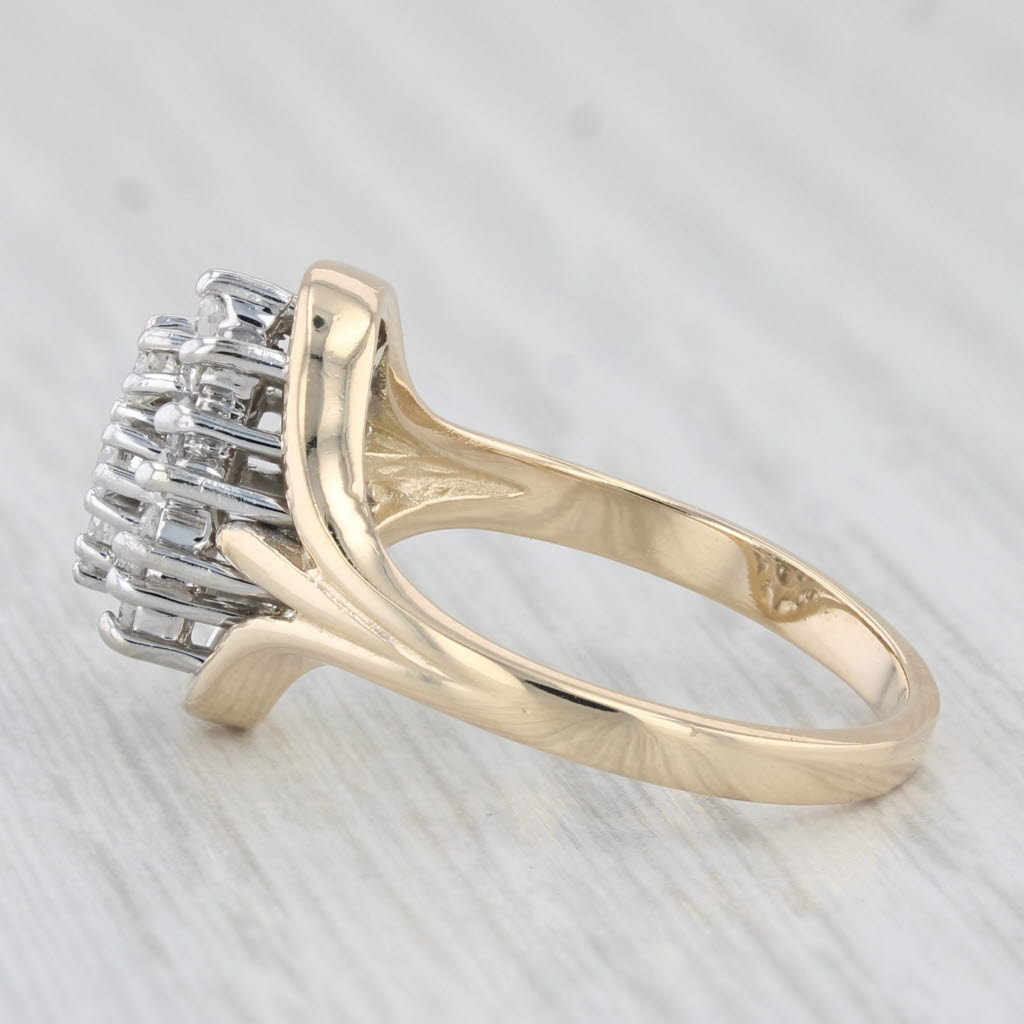 Light Gray 0.41ctw Diamond Cluster Ring 14k Yellow Gold Engagement Size 7