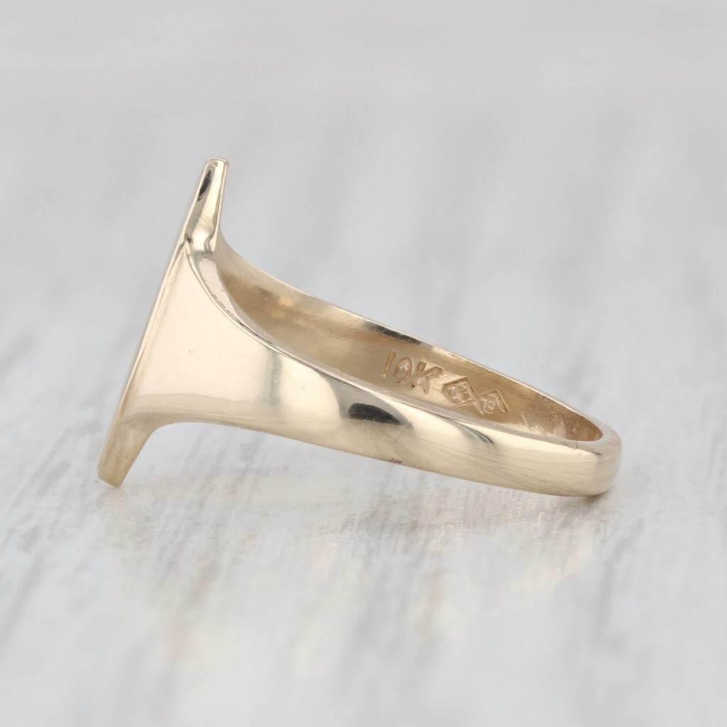 Engravable Marquise Shaped Signet Ring 10k Yellow Gold Size 5