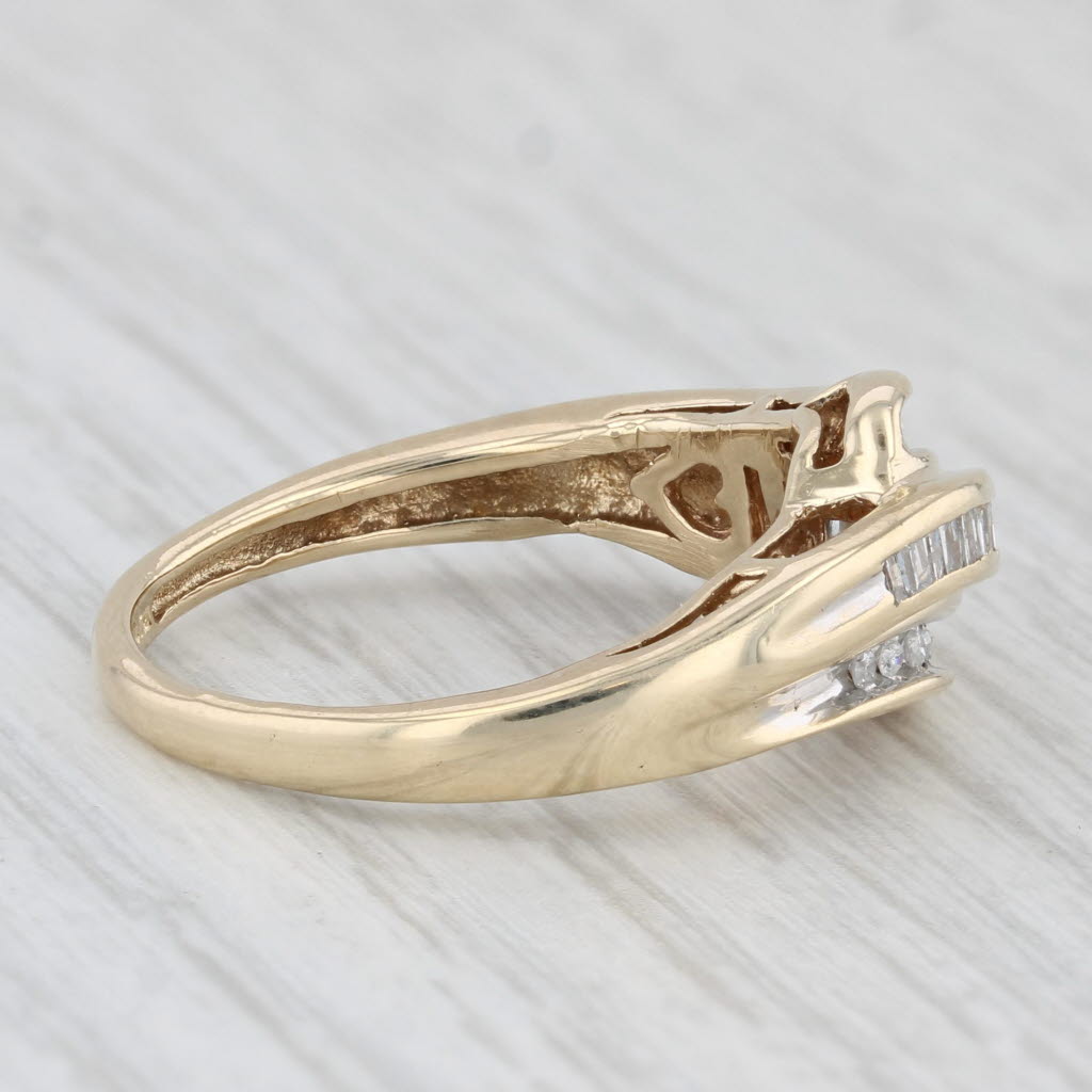 Light Gray 0.26ctw Diamond Bypass Ring 10k Yellow Gold Size 7.5 Wedding Anniversary Band