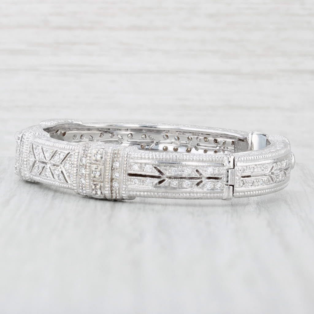 Light Gray Judith Ripka 1ctw Diamond Cuff Bracelet 18k White Gold