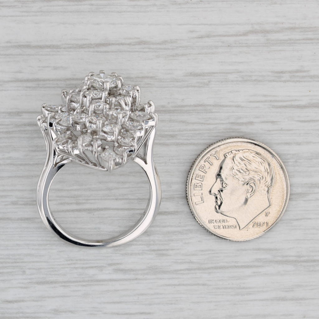 Gray 2.82ctw Diamond Cocktail Ring Platinum Size 7 Pear Cluster