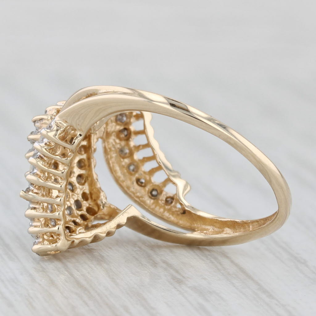 Light Gray 0.36ctw Diamond Cluster Bypass Ring 10k Yellow Gold Size 7.25