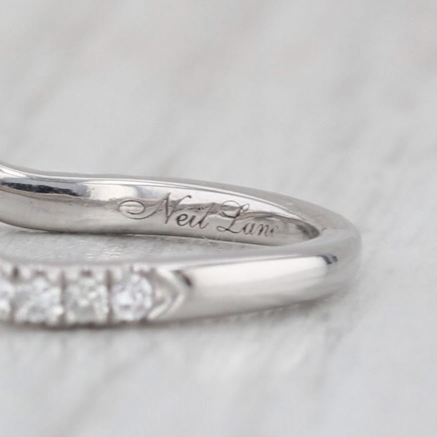 Neil Lane Contoured Diamond Ring 14k White Gold Wedding Band Size 7.75