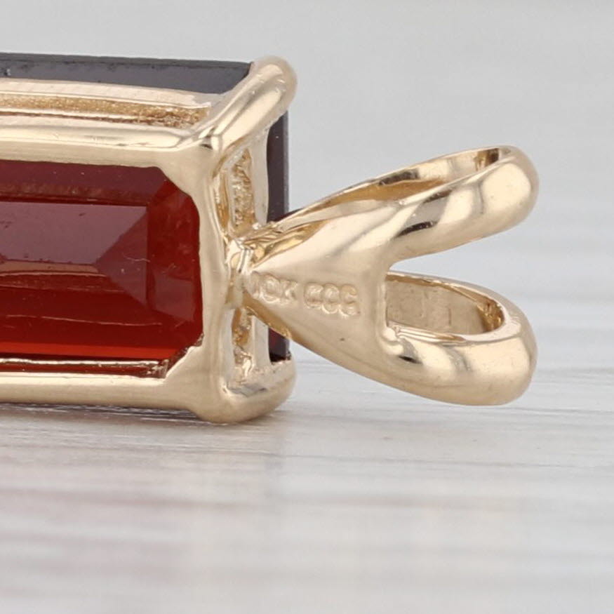 2.75ct Garnet Emerald Cut Solitaire Pendant 10k Yellow Gold