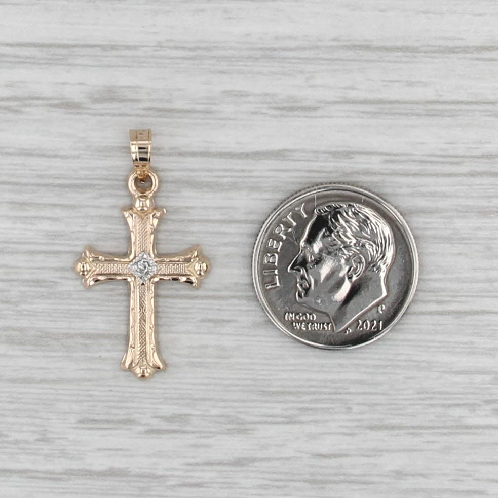 New Cross Pendant 14k Yellow Gold Diamond Accent