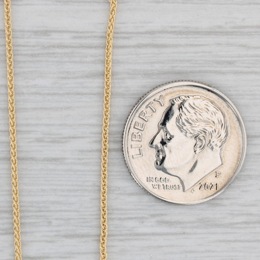 Gray New Round Wheat Chain Necklace 14k Yellow Gold 16" 1mm
