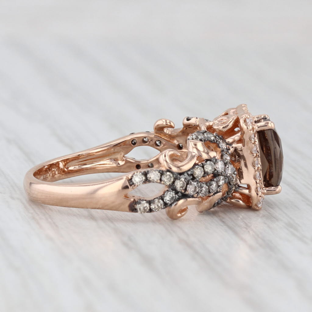 Light Gray Le Vian Smoky Quartz Diamond Halo Ring 14k Rose Gold Size 7