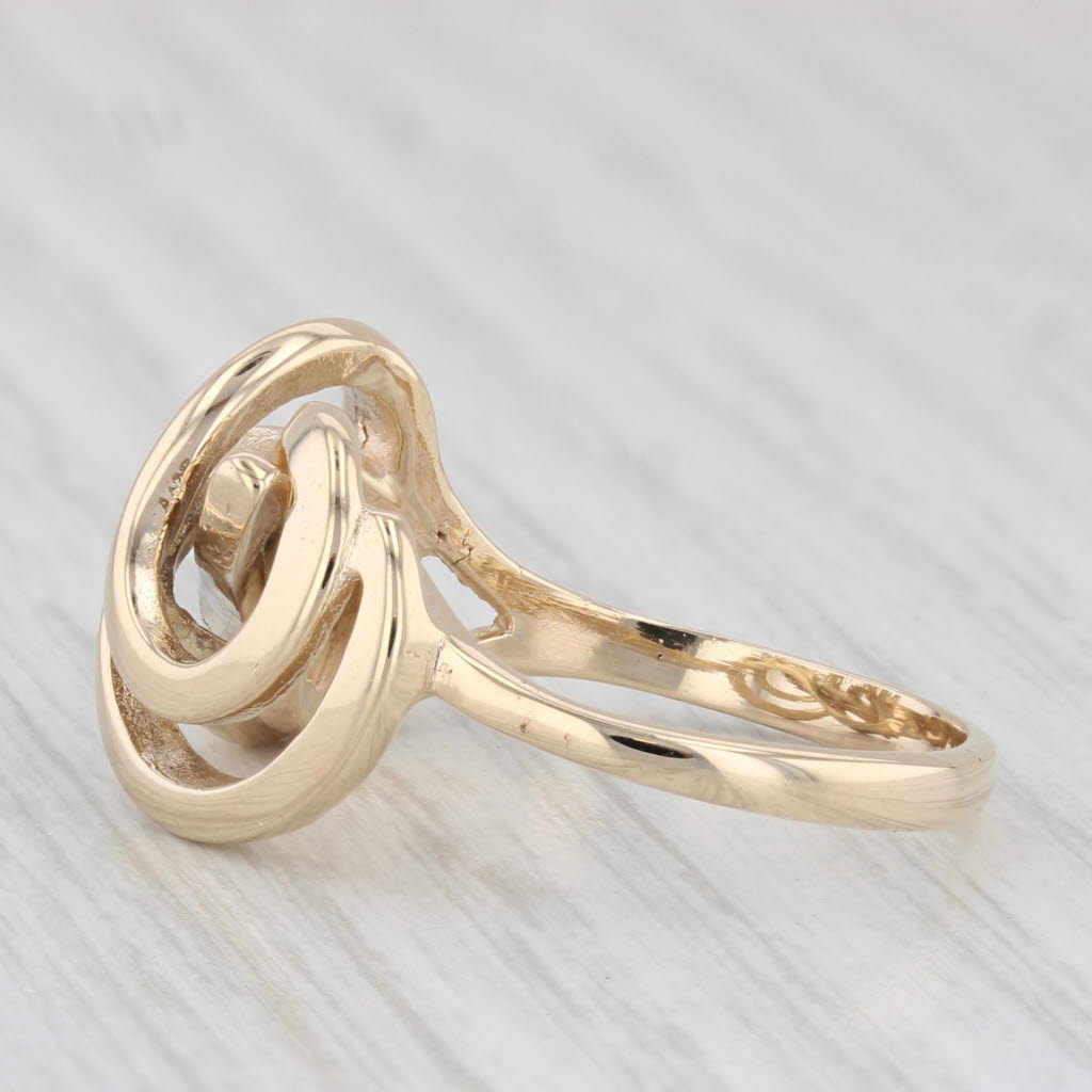 Light Gray Abstract Knot Work Ring 14k Yellow Gold Size 7.75 Statement