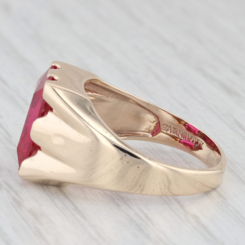 Light Gray Vintage 7.09ctw Lab Created Ruby Solitaire Ring 10K Yellow Gold Size 9.25