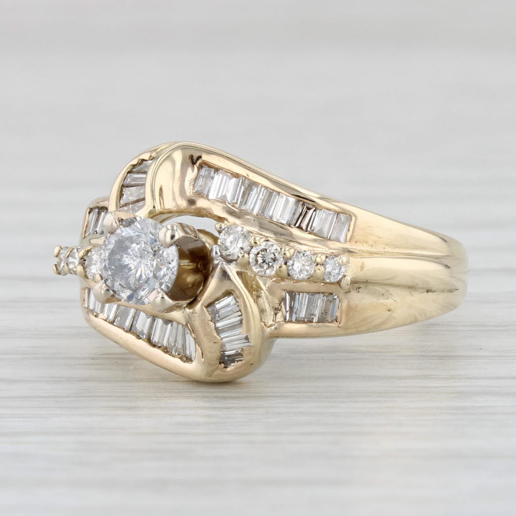 Light Gray 0.86ctw Round Diamond Engagement Ring 14k Yellow Gold Size 6.25 Bypass