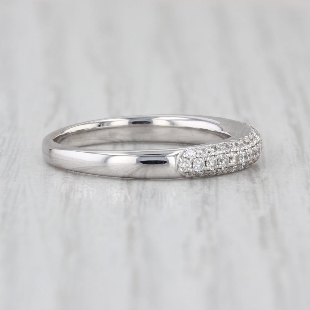 0.50ctw Pave Diamond Wedding Band 18k White Gold Size 6.5 Ring Stackable