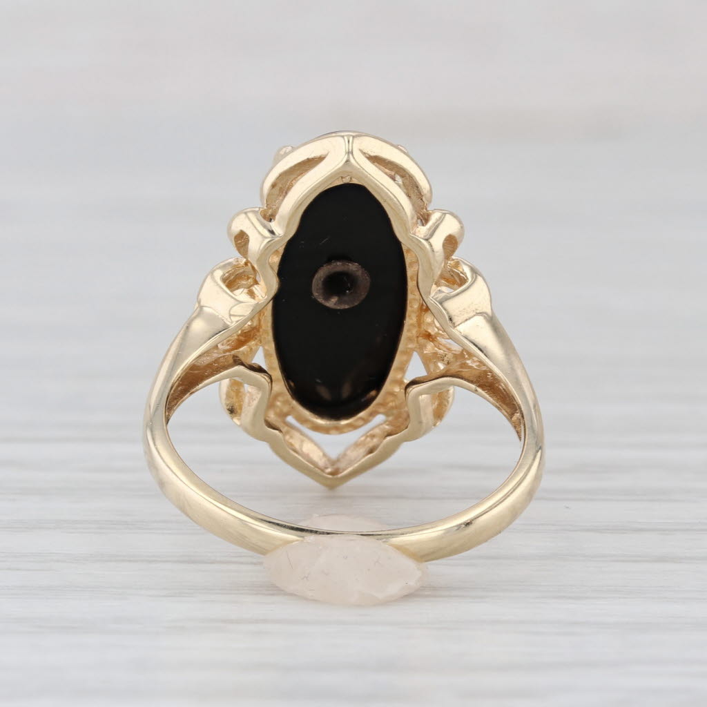 Onyx Diamond Signet Ring 10k Yellow Gold Heart Size 6