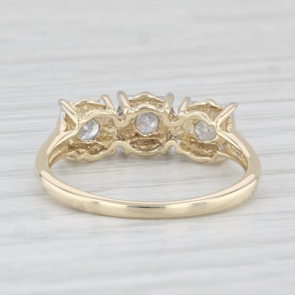 Light Gray 0.50ctw 3-Stone Diamond Ring 10k Yellow Gold Size 7 Engagement