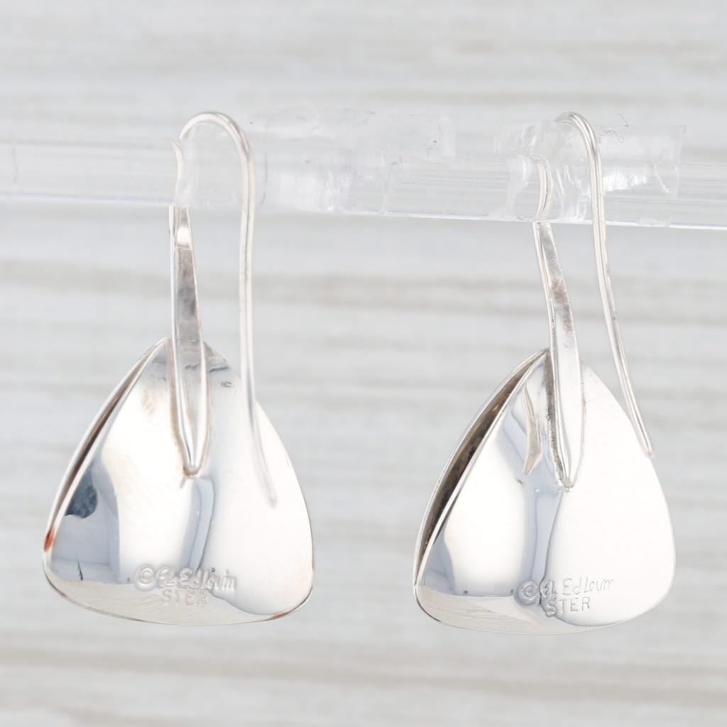 Light Gray Ed Levin Teardrop Bead Drop Earrings Sterling Silver Hook Posts