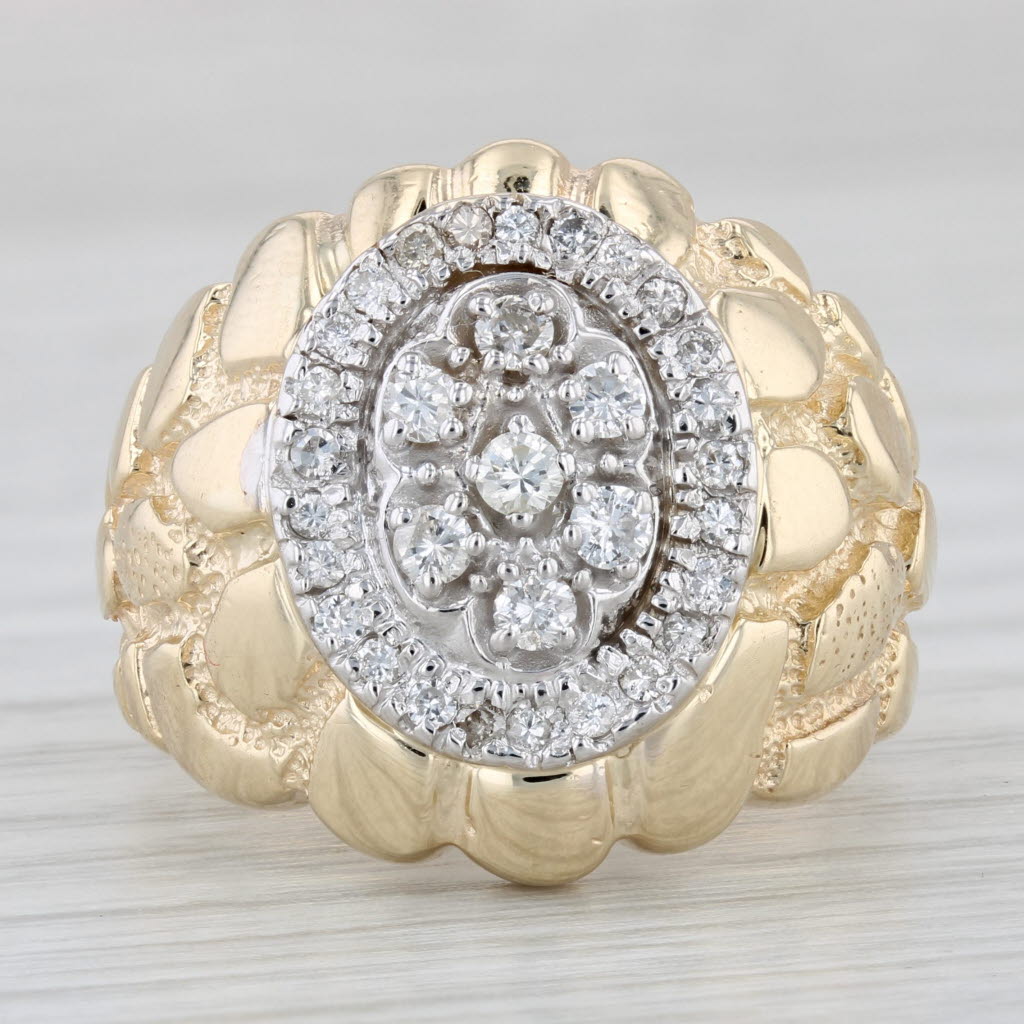 Gray Men's 0.50ctw Diamond Gold Nugget Ring 10k Gold Size 9.25