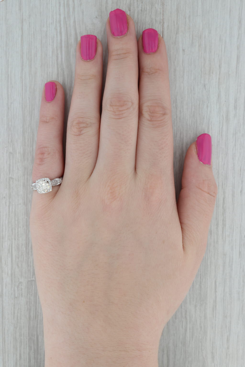 Dark Gray 1.50ctw Round Diamond Halo Engagement Ring 14k White Gold Size 5.25 Cathedral