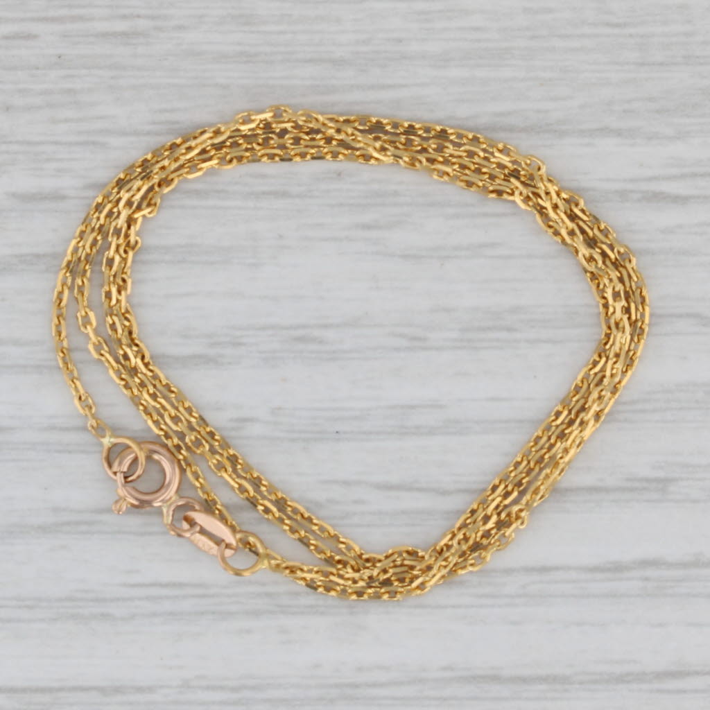 Gray 17.5" 0.9mm Cable Chain Necklace 21k Yellow Gold