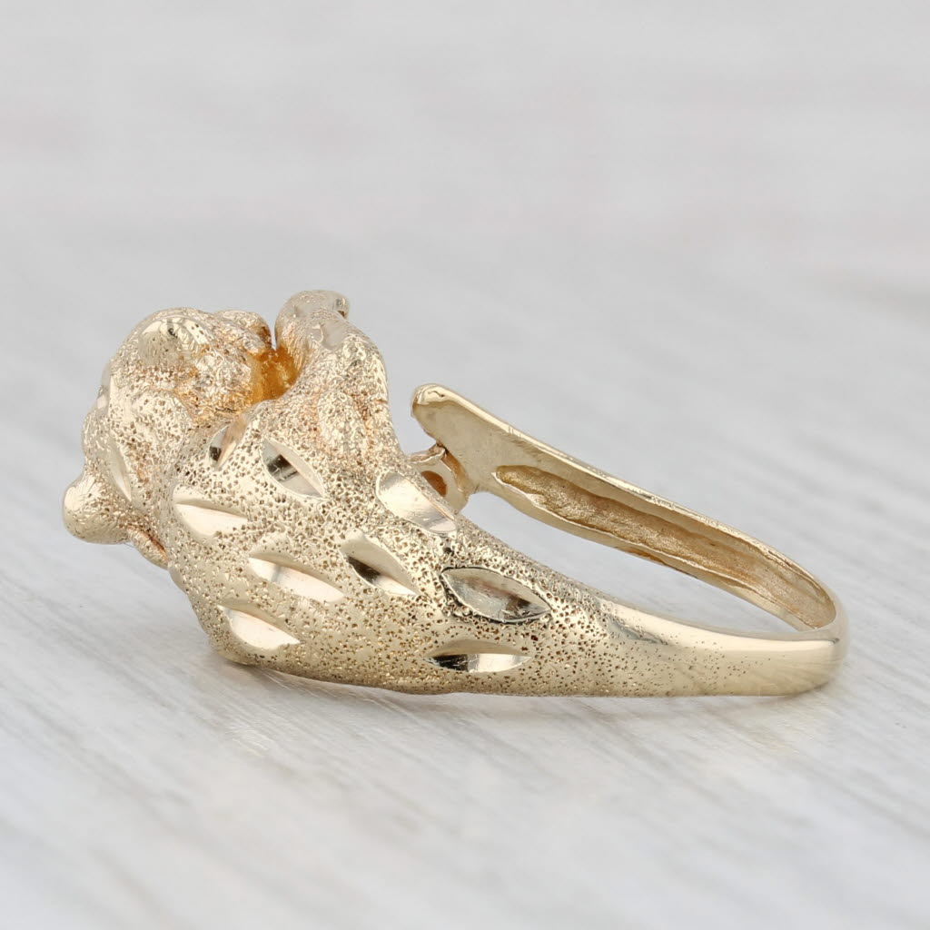 Light Gray Emerald Eyed Panther Ring 10k Yellow Gold Size 7 Statement