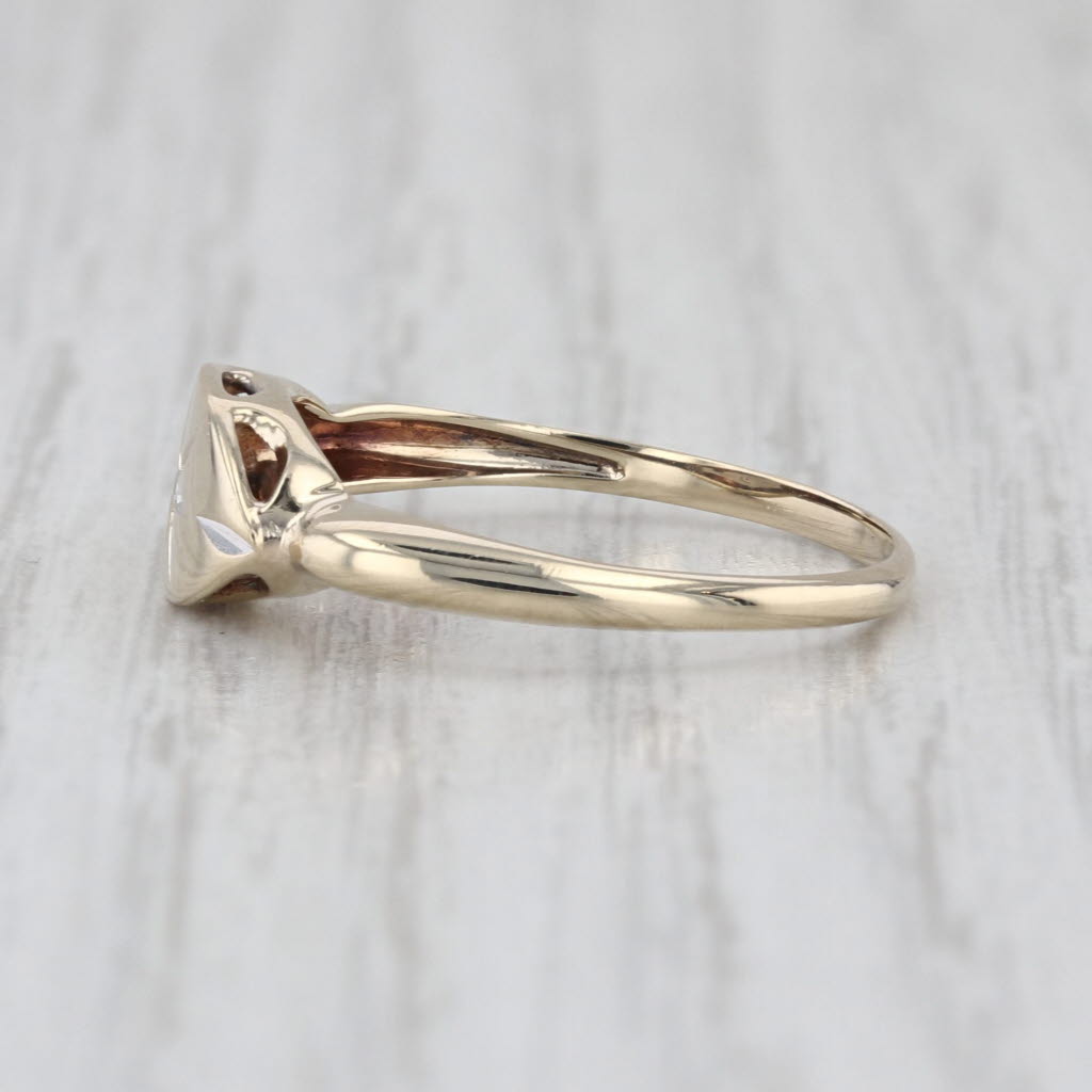 Vintage Diamond Star Solitaire Signet Ring 10k Yellow Gold Size 7
