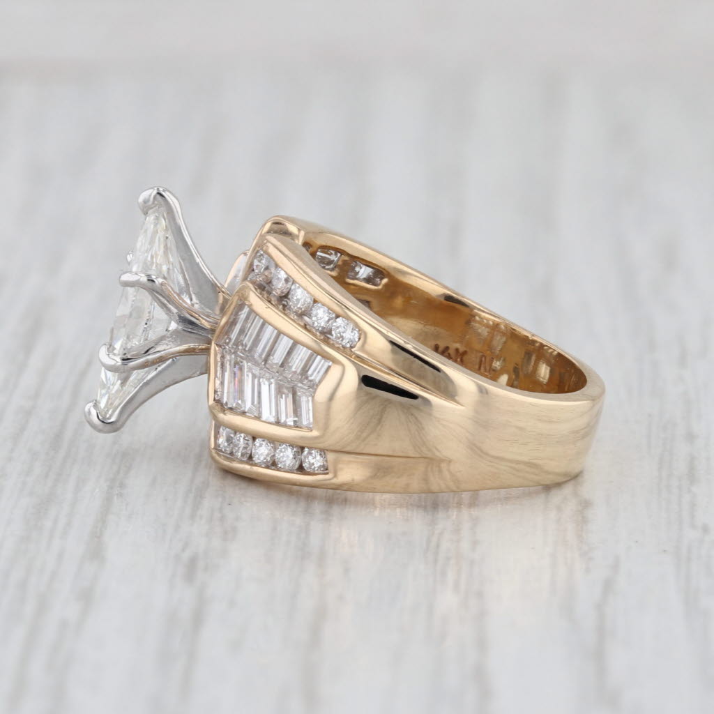 GIA 2.51ctw Marquise Engagement Ring Bridal 14k Yellow Gold Size 5-5.25