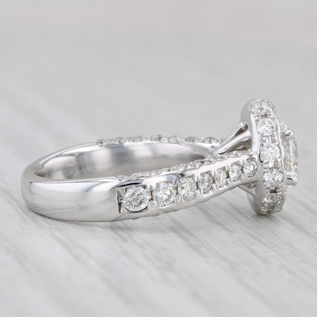 Light Gray 1.50ctw Oval Diamond Halo Engagement Ring 14k White Gold Size 4.5