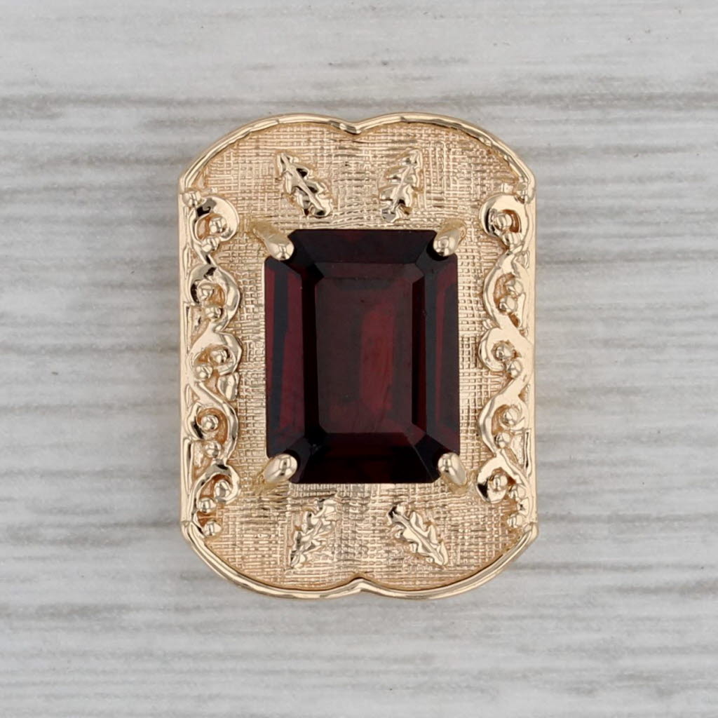 Gray 2.10ct Garnet Slide Bracelet Charm 14k Gold Vintage MGKK