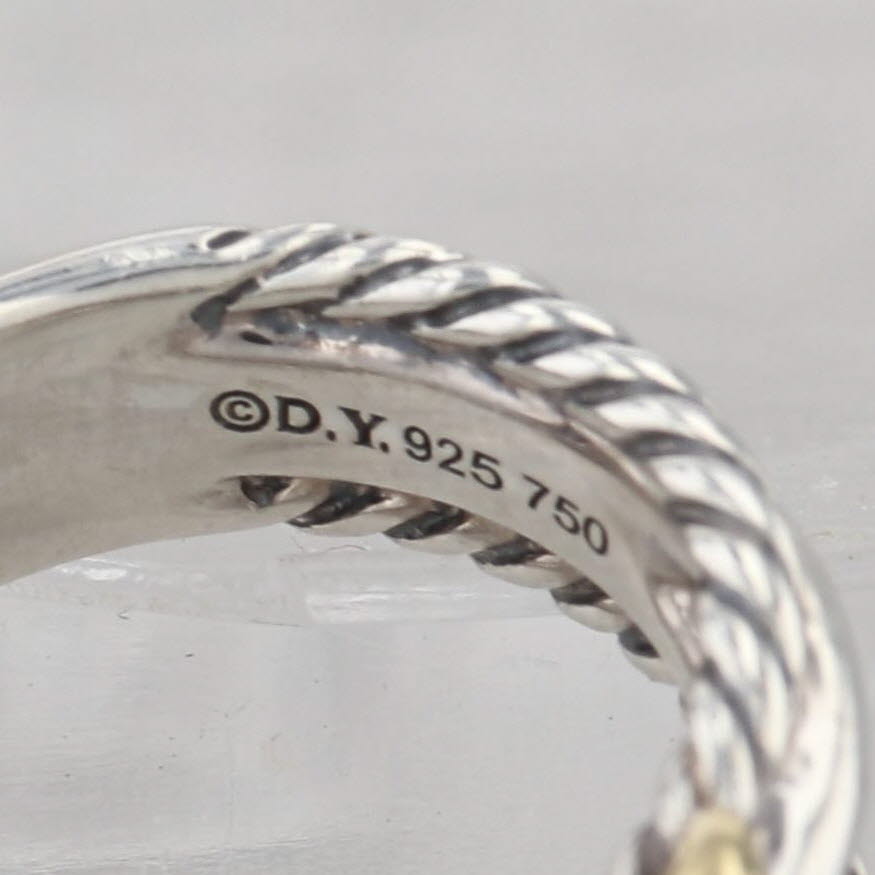 David Yurman Cable Crossover Ring Sterling Silver 18k Gold Size 4