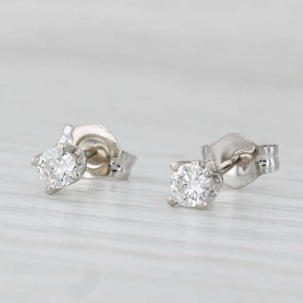 Light Gray 0.19ctw Diamond Stud Earrings 14k White Gold Round Solitaire Studs