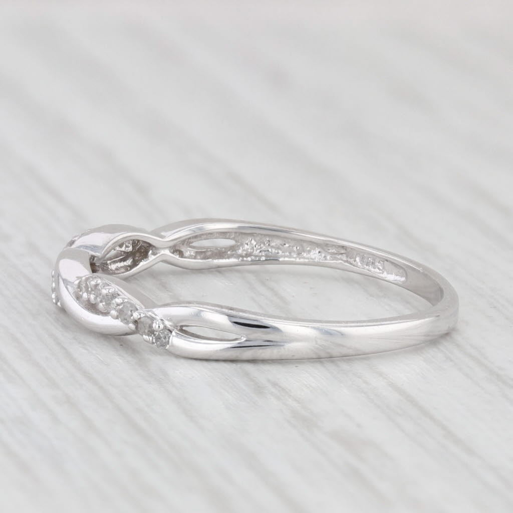 Light Gray Woven Diamond Ring 10k White Gold Size 8.5 Band Wedding Anniversary Stackable