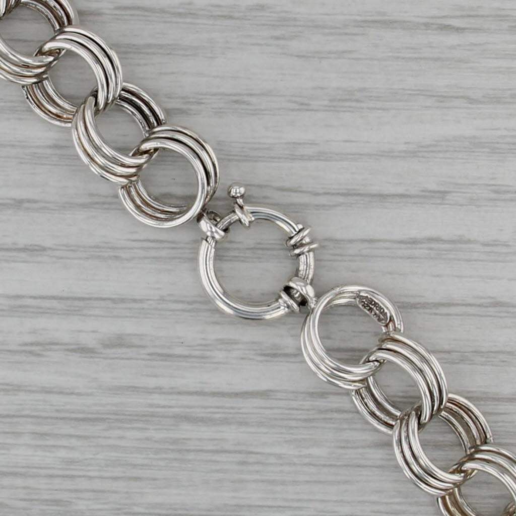 Tapering Cable Chain Statement Necklace Sterling Silver 17.5" Linked Rings