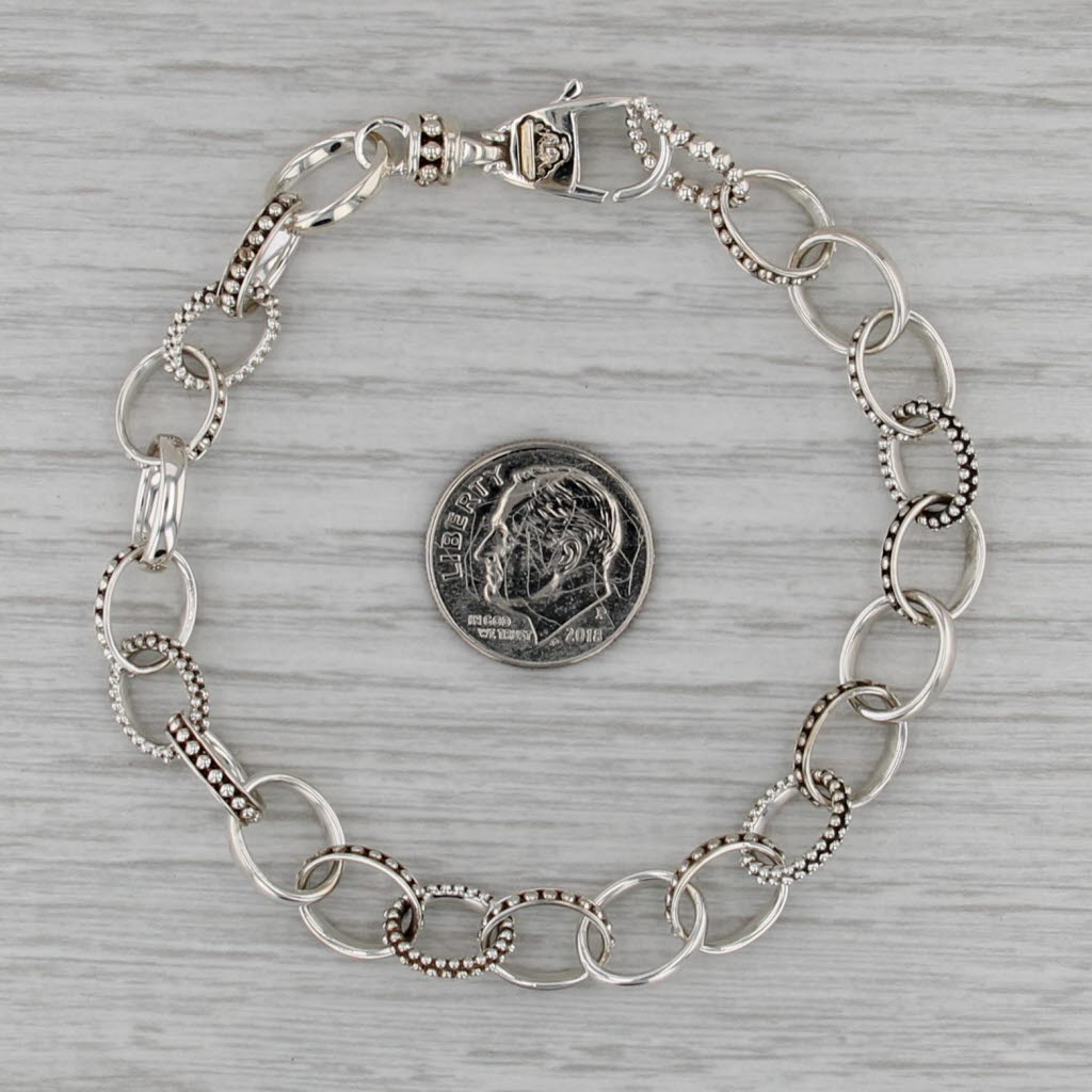 New Lagos Caviar Cable Chain Bracelet Sterling Silver w/ Pouch Card 7.75" 8.3mm