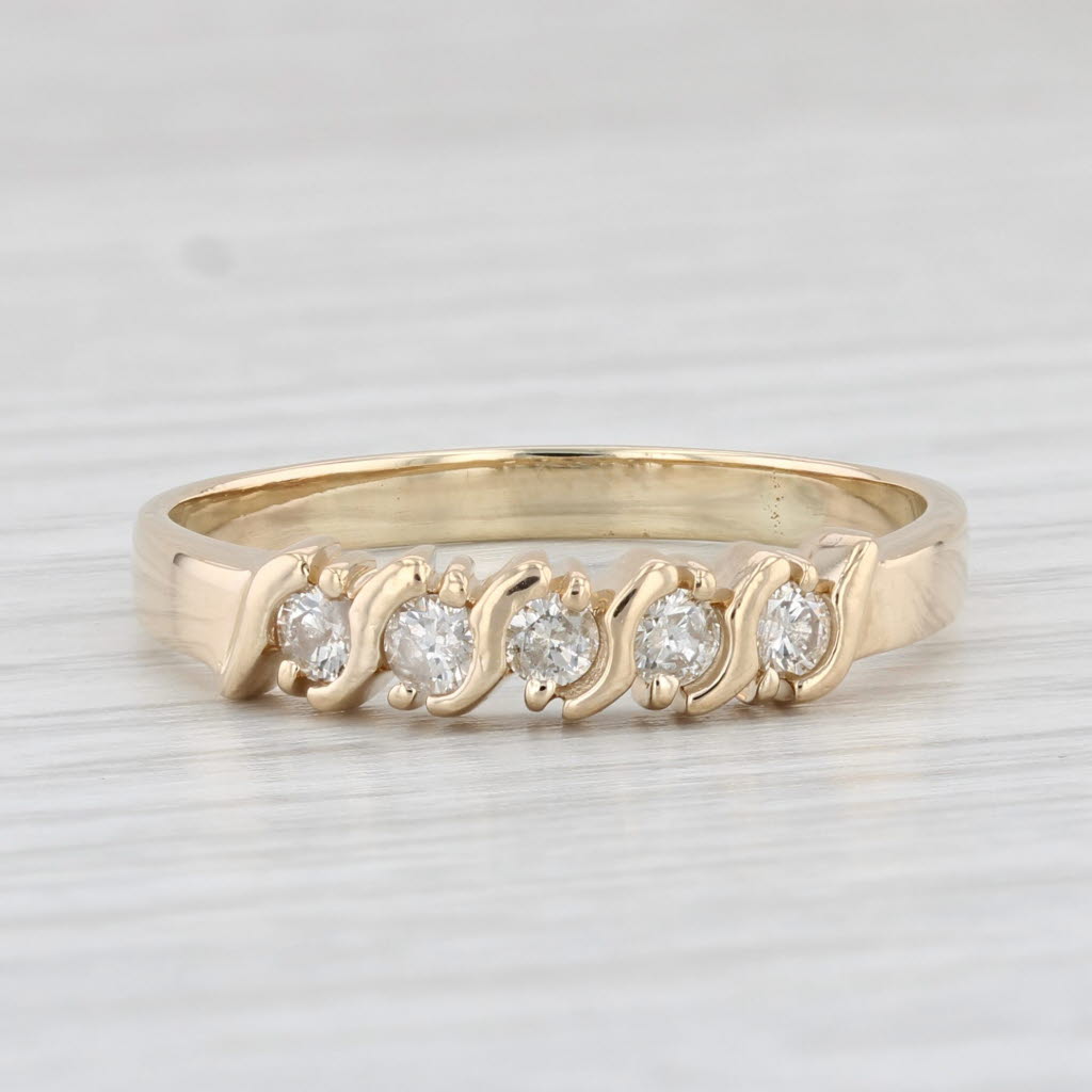 Light Gray 0.35ctw Diamond Wedding Band 14k Yellow Gold Size 12 Stackable Anniversary Ring
