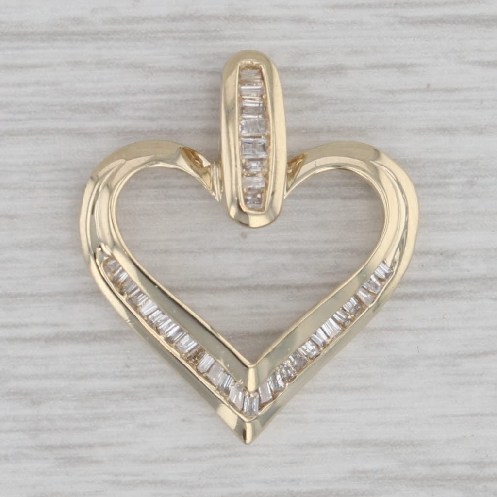 Gray 0.30ctw Diamond Open Heart Pendant 10k Yellow Gold