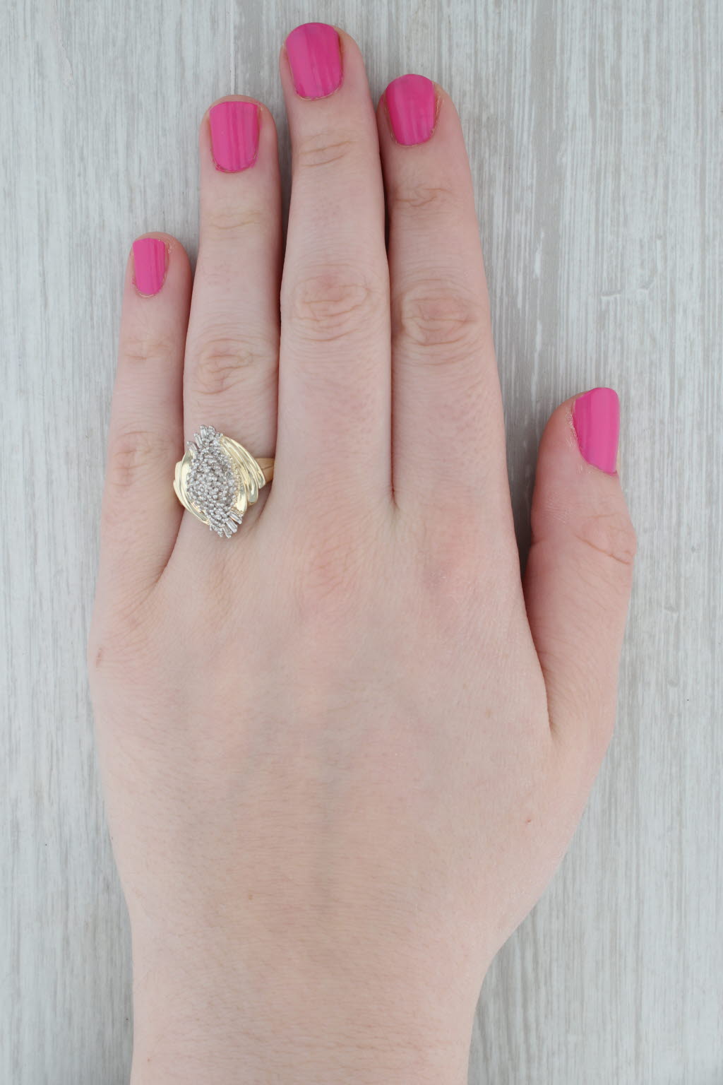 Gray 0.35ctw Diamond Cluster Ring 10k Yellow Gold Size 9