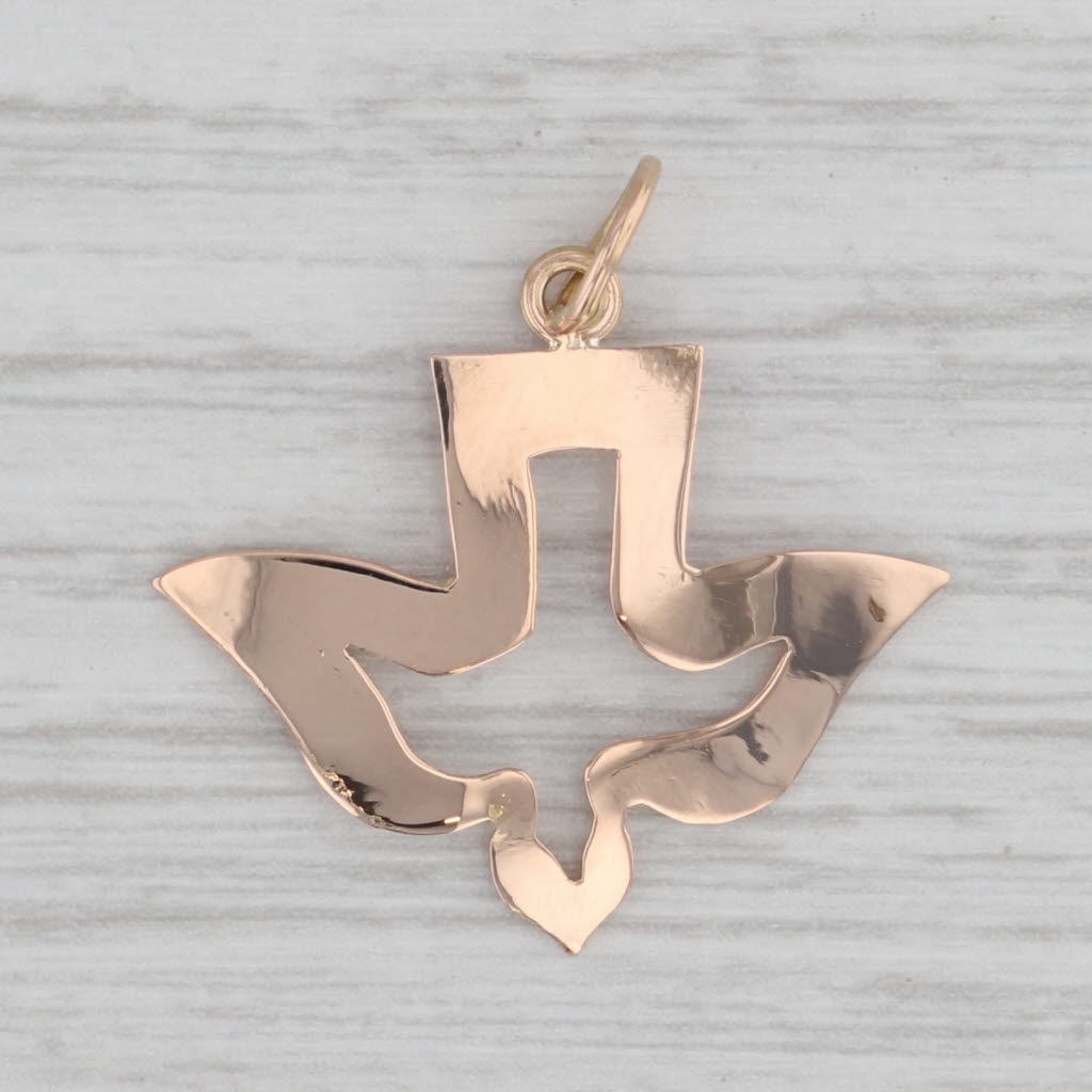 Gray Peace Dove Pendant 18k Rose Gold Openwork Charm Religious