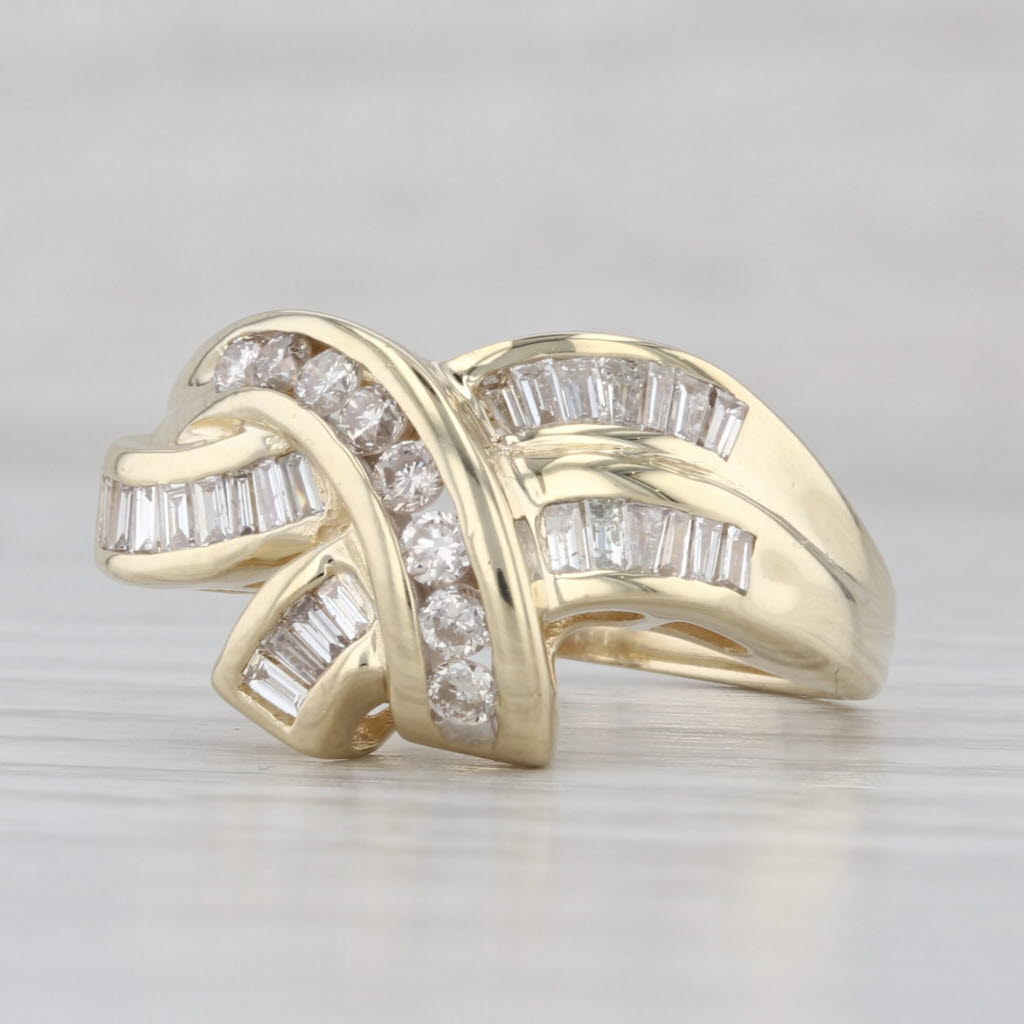 0.73ctw Diamond Cocktail Knot Ring 14k Yellow Gold Size 7