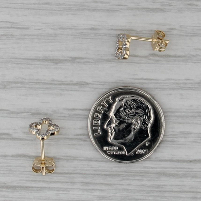 0.10ctw Diamond Clover Cross Stud Earrings 14k Yellow Gold Studs