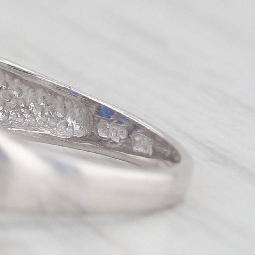 Light Gray 1.30ctw Lab Created Blue Sapphire Diamond Ring 10k White Gold Size 7