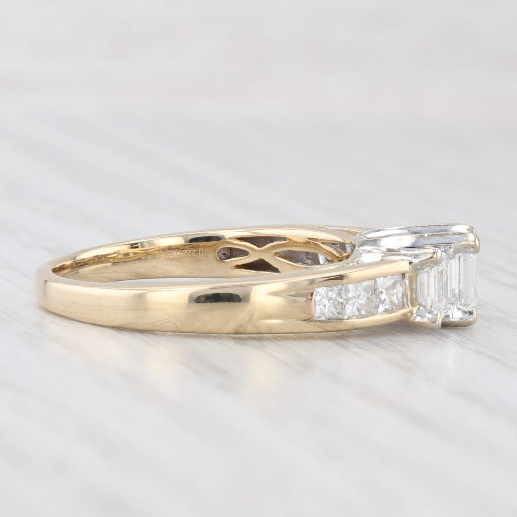 Light Gray 0.98ctw Diamond 3-Stone Engagement Ring 10k Yellow Gold Size 7.25 Emerald Cut