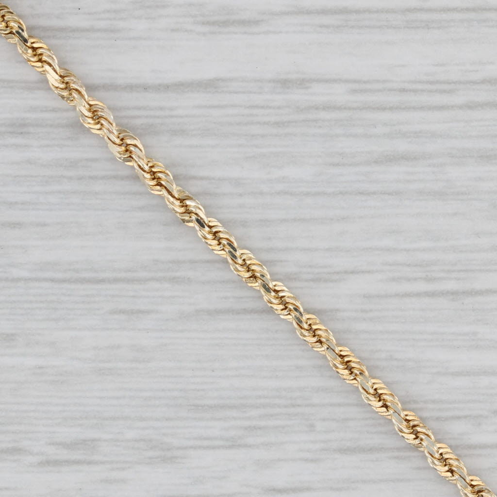 Gray Rope Chain Bracelet 10k Yellow Gold 6.75" 2mm