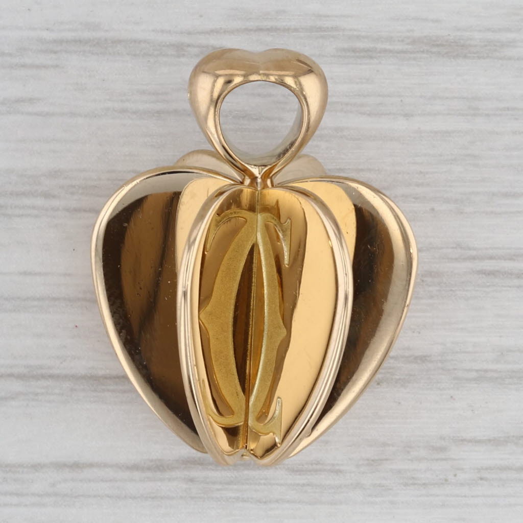 Gray Cartier Double C Heart Spinning Apple Pendant 18k Yellow Gold Statement