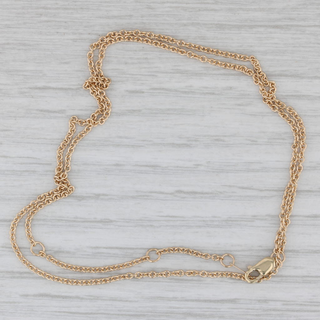 Gray Adjustable Cable Chain Necklace 14k Yellow Gold 16" 17" 18"