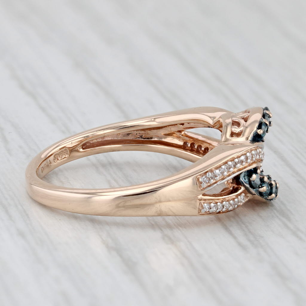Light Gray 0.26ctw Blue White Diamond Knot Ring 10k Rose Gold Size 6.75