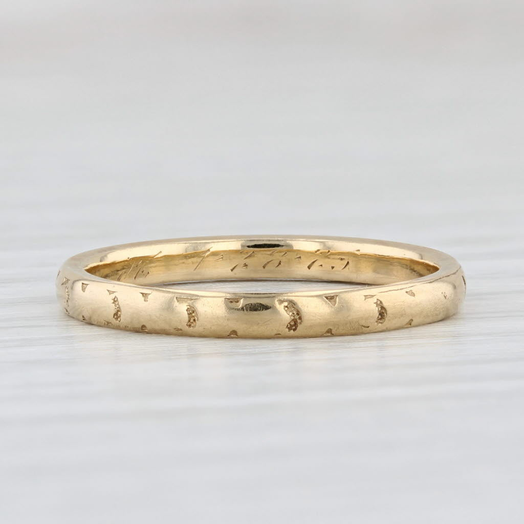 Light Gray 1920s Traub Orange Blossom Ring 18k Yellow Gold Wedding Band Stackable Size 7