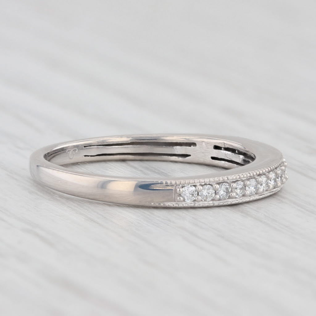 Light Gray 0.25ctw Diamond Wedding Band 10k White Gold Stackable Anniversary Ring Size 7.25