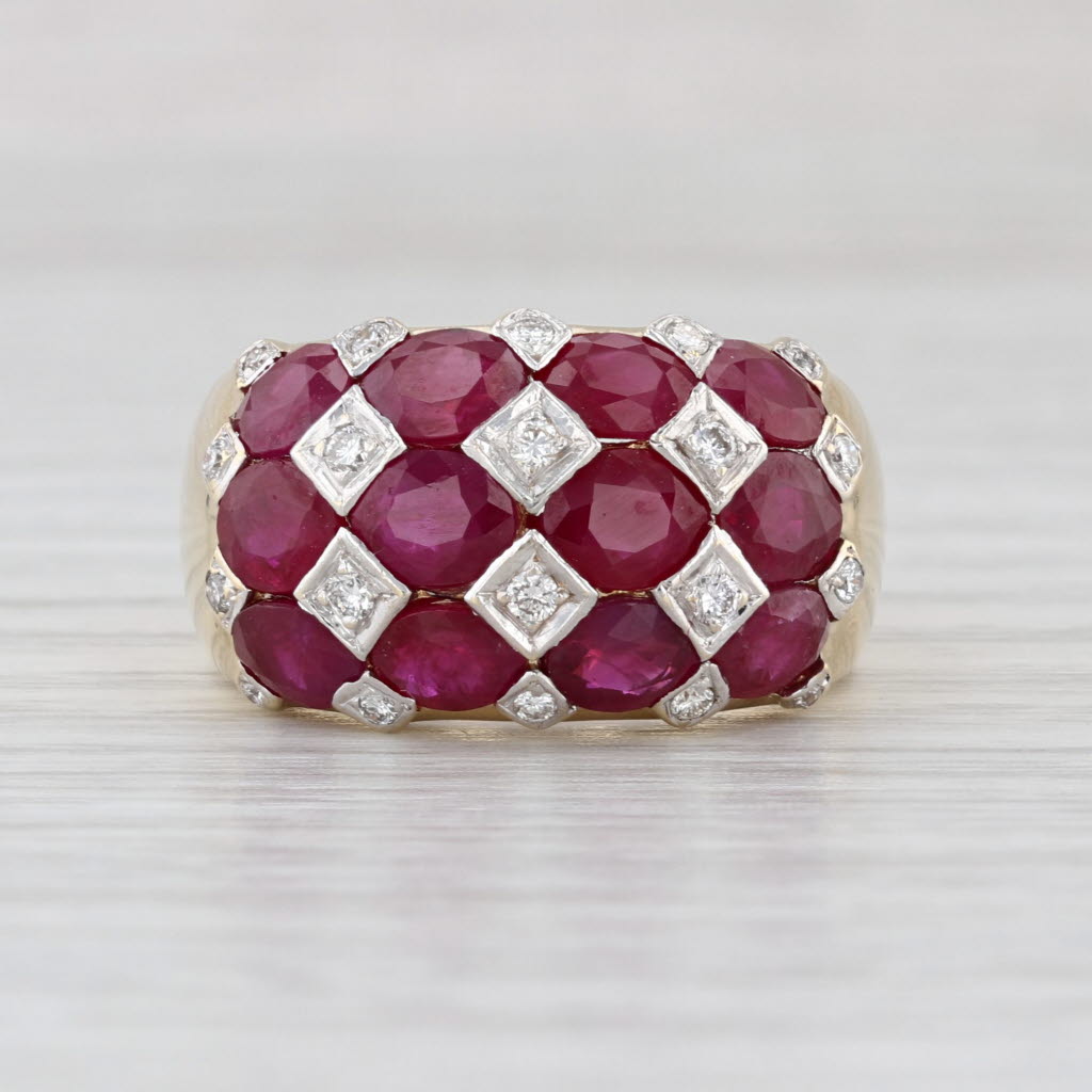 5.97ctw Ruby Diamond Domed Ring 14k Yellow Gold Size 8.25 Cocktail